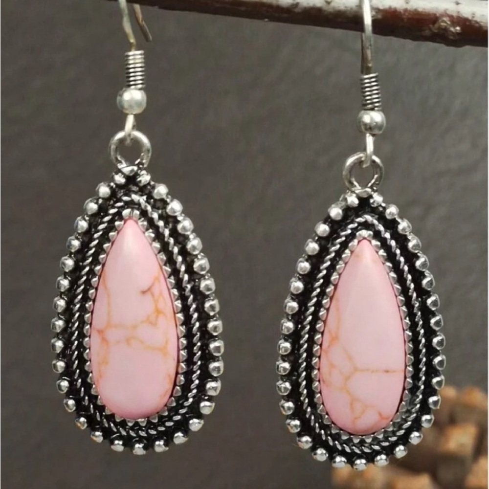 Elegant Pink Teardrop Earrings